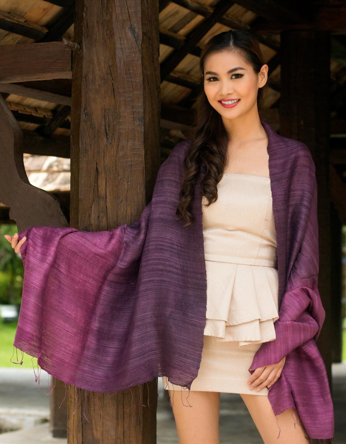 Unique Silk Shawl - Bold Violet