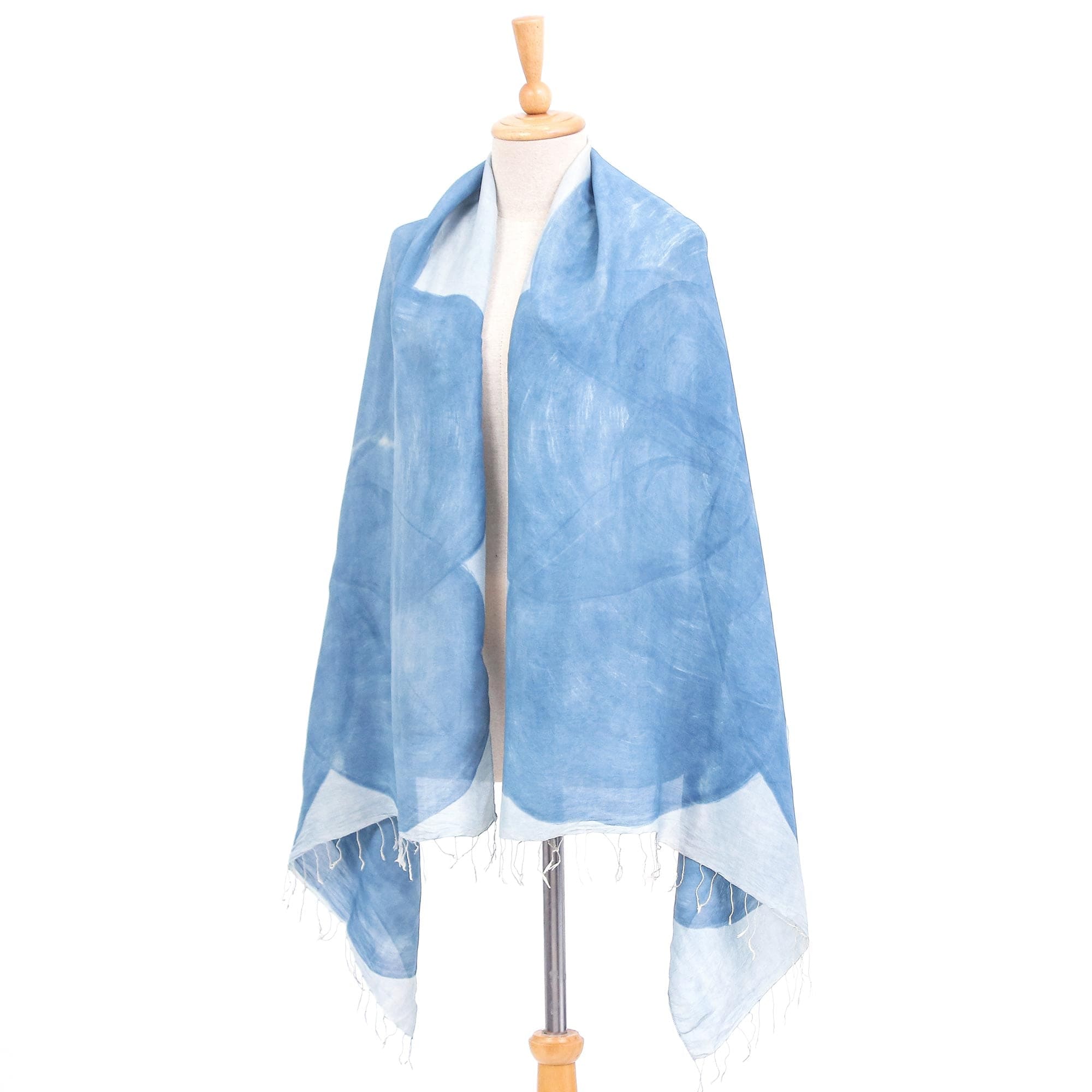 Hand-Painted Flower-Motif Silk Shawl - Lanna Flower