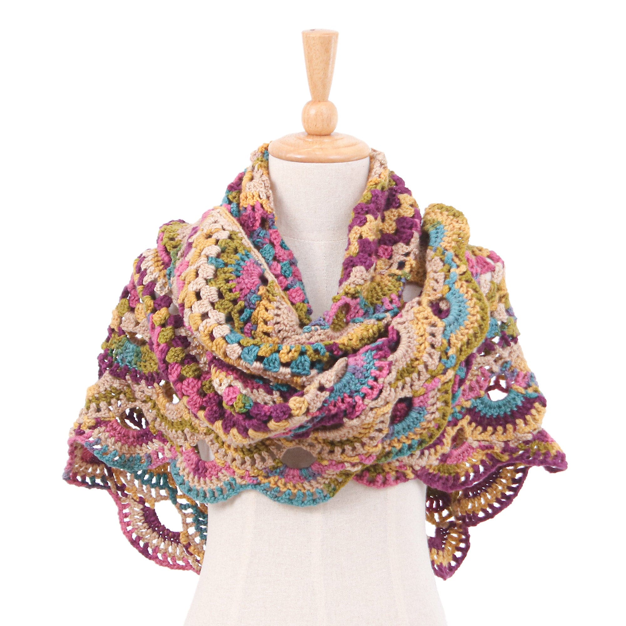 Handcrafted Colorful Crocheted Acrylic Capelet with Tassels - Multicolor Feelings